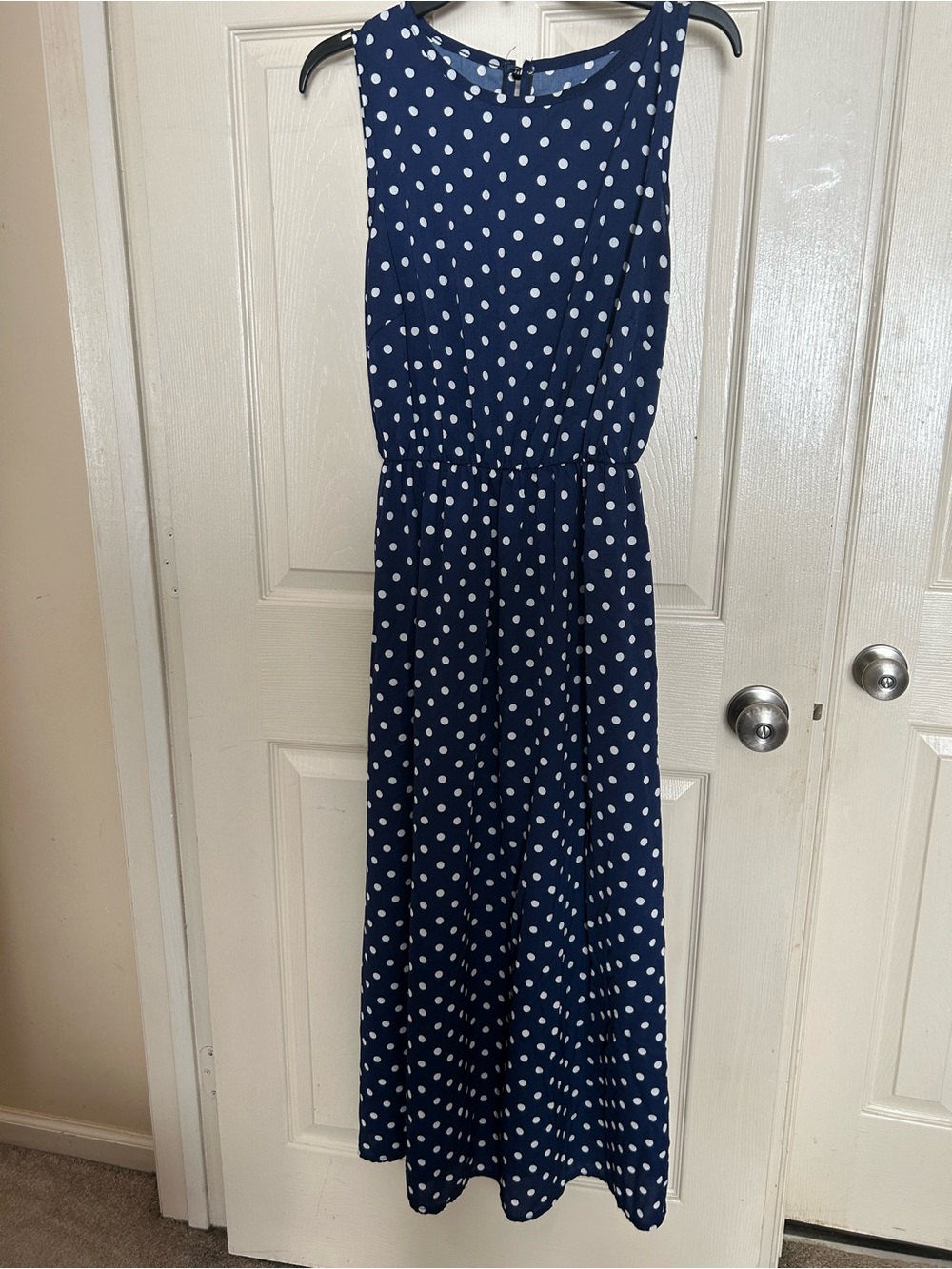 Navy Polka One-Piece Dress